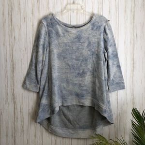 Free People Light Blue High Low Sweatshirt Open Bk
